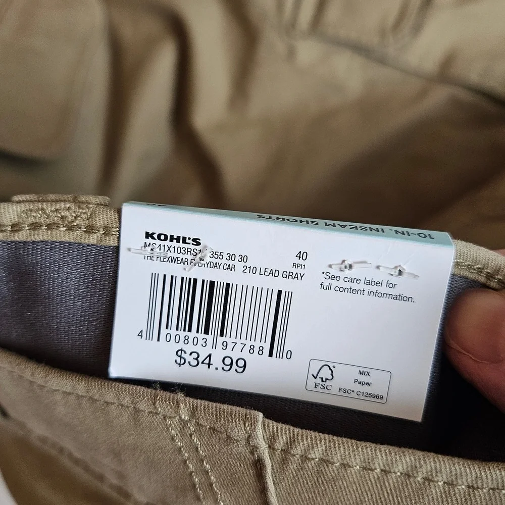 Sonoma Goods For Life Mens Cargo Shorts Tan Flexwear‎ Stretch 40 NWT